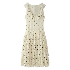 V-neck Polka Dot Asymmetrical Dress Mid-dress Lady Beige 2026 New, Women