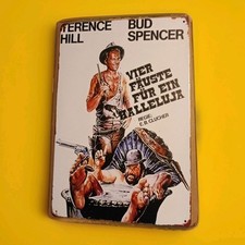Bud Spencer & Terence Hill * VIER FÄUSTE FÜR EIN HALLELUJA *  Blechschild. Neu!