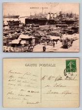Marseille La Joliette Vintage Postcard Ships and Market Scene Early 20th Century