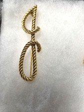 Vtg W signed gold tone twist letter J initial Pin