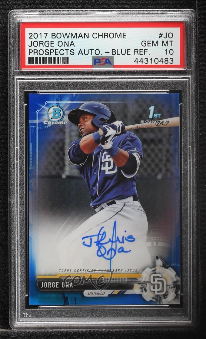 2017 Bowman BOWMAN CHROME PROSPECT AUTOGRAPHS Blue Refractor #JO Jorge Ona front