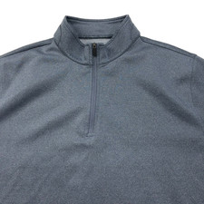 Hickey Freeman Medium Grayish Blue Golf 1/4 Zip Mock Neck Pullover Long Sleeve
