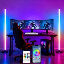 2 Pack Icrgb Corner Floor Lamp Smart Led Floor Lamps With App Remote Contr...