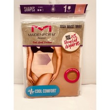 Women's Maidenform Flexees Tan Firm Cool Comfort High Waist Brief Size L New