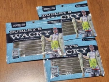 Lot Of 3 Dudley's Wacky Perfection Lures Bait 5 3/8" GREEN PUMPKIN VIOLET Worms 