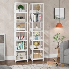 75 Inch Tall Corner Shelf, 6-Tier Narrow Etagere Bookshelf for Small Spaces