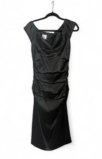 Suzi Chin for Maggy Boutique Black Satin Ruched Sheath Dress Women  s Size 2
