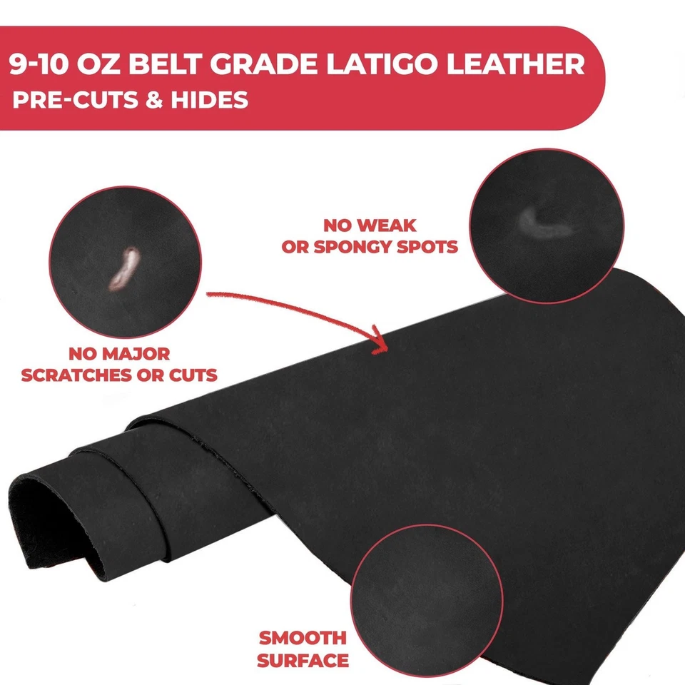 Piel precortada ELW 9-10 oz (3,6-4,0 mm) grado artesanal Latigo Foto 3 de 4