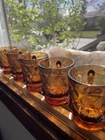 Amber Glass Coffee Mugs Set of 5 Vintage Kimberly Anchor Hocking Fire King