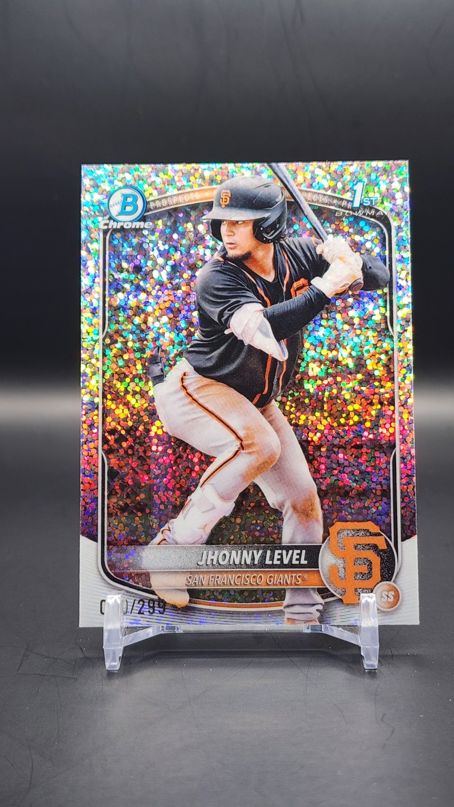 JHONNY LEVEL 2025 Bowman Chrome Speckle #BCP-147 050/299 San Francisco Giants