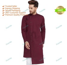 Indian Handmade Kurta New Fancy Kurta Mens Traditional Kurta Color Maroon