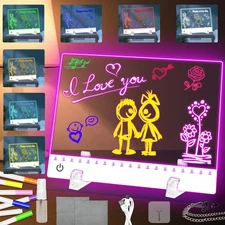 8 Colors Led Drawing Board for Kids,Rechargeable,13.7"X10"Light Up Drawing Bo...