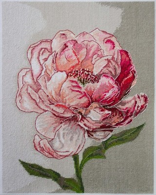 Rosa Blumen gezähltes Kreuzstich-Set auf Leinwand | Ein perfektes Geschenk