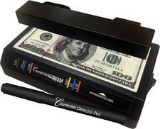 Tri Test - Counterfeit Bill Detector Machine w/AC Adapter - 3 Tests in 1 - Paper