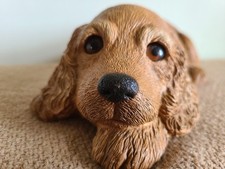 Scultura cane Sandicast vintage cucciolo Cocker Spaniel 1983 firmata Sandra Brue Buff