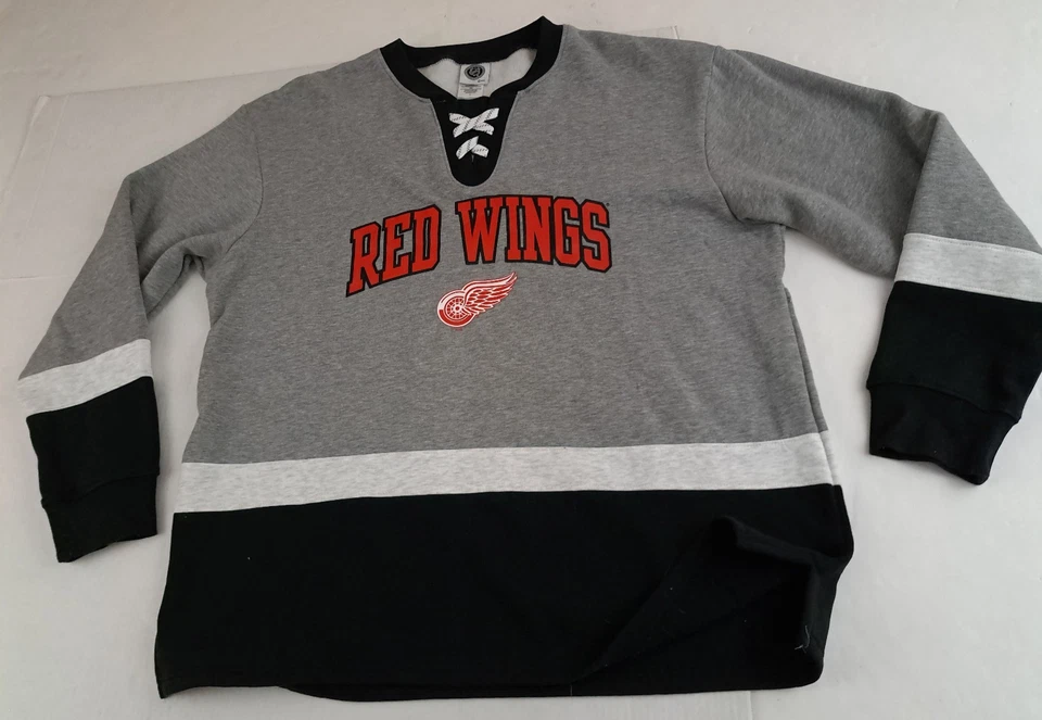 Vintage Detroit Red Wings Hockey XL Laced neck Sweatshirt Jersey NHL - Image 2 of 4