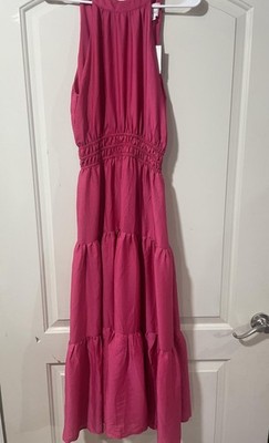Lost + Wander Pink Women's Usa Small S Mock-neck Gathered Maxi Dress