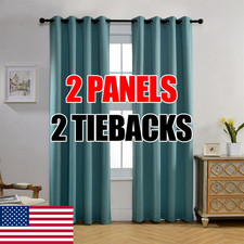 MIUCO 1 Pair Thermal Insulated Grommet 52-Inch-by-95-Inch Blackout Window Curtai