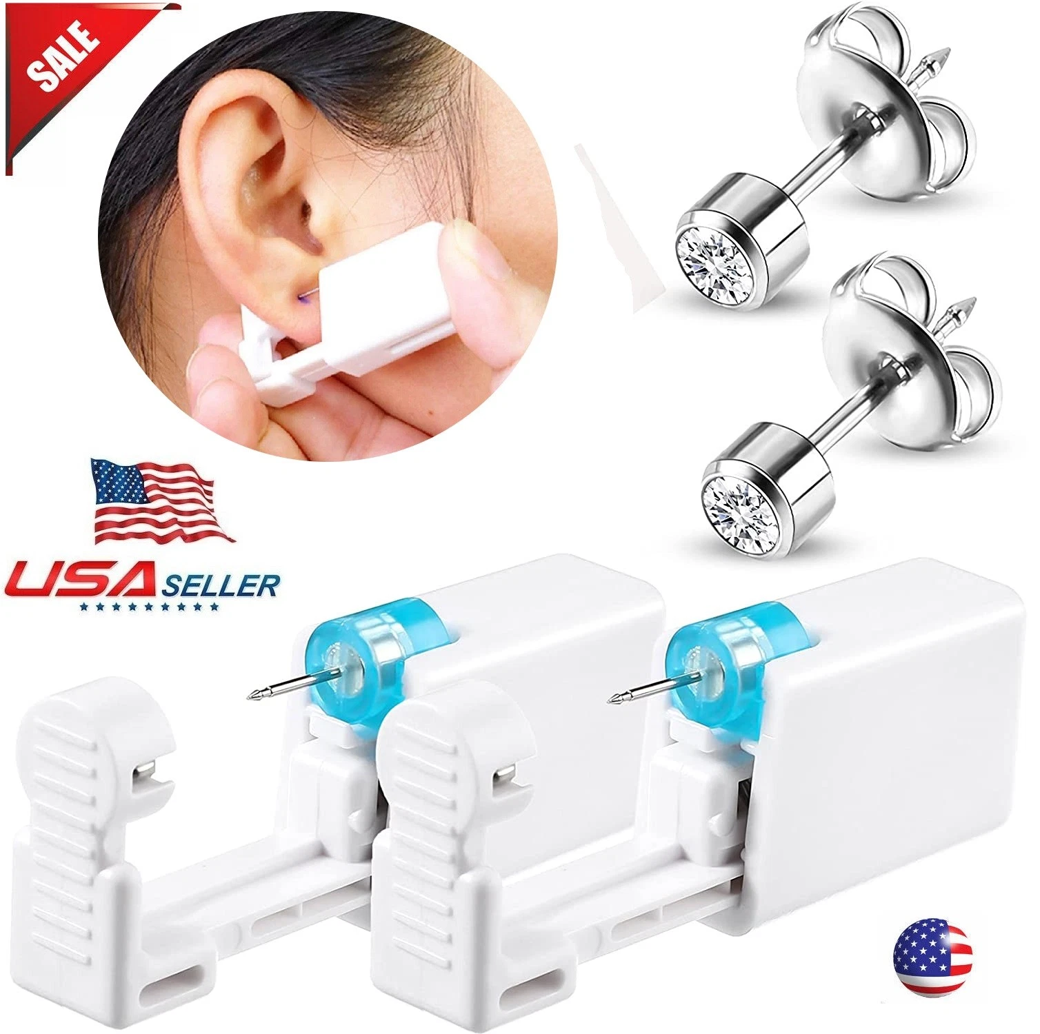 2Pcs Safety Ear Piercing Kit Disposable Self Nose Piercing Gun with Ear Stud US image 12