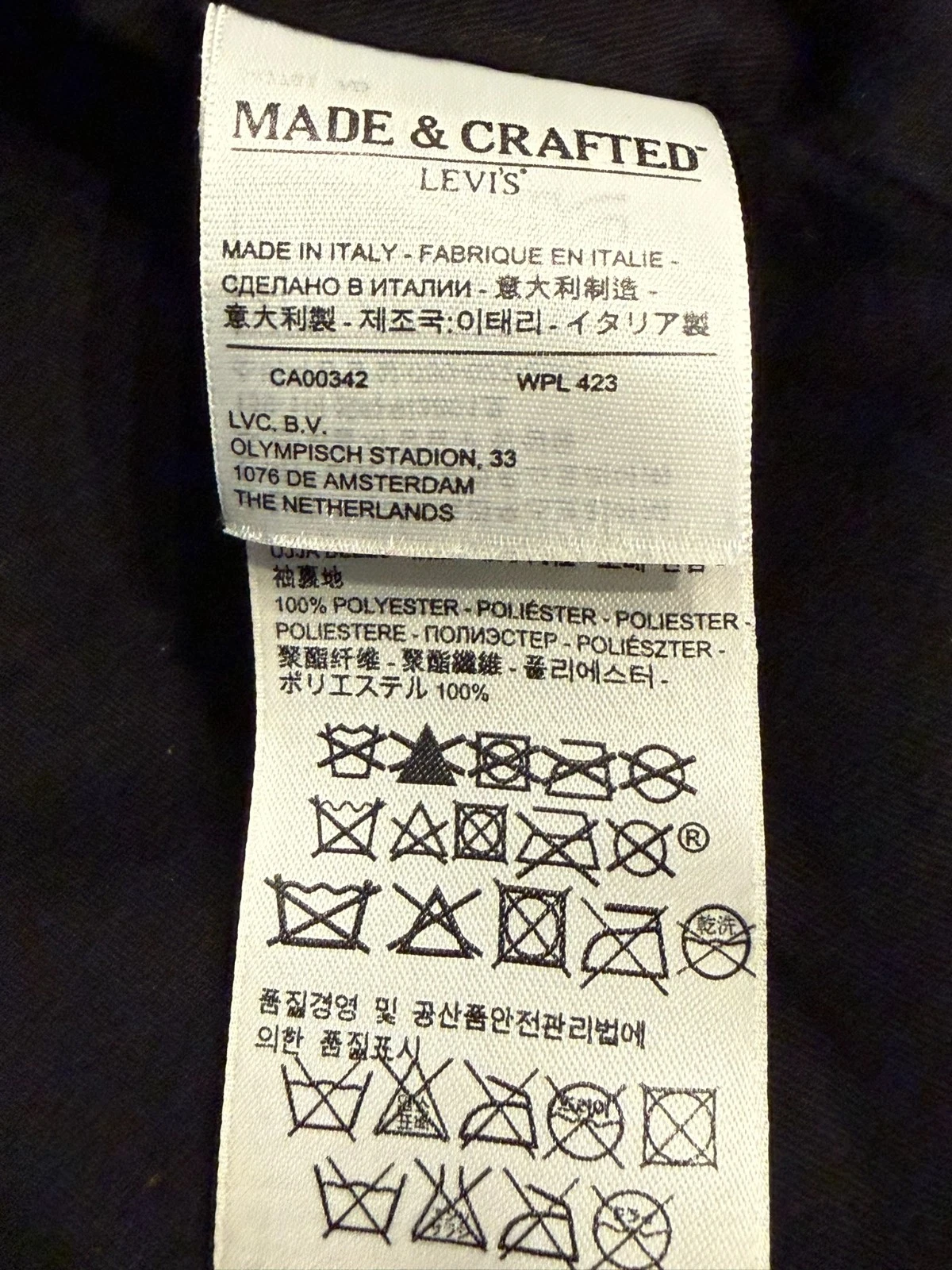 Levis Made and Crafted Black Sheepskin Leather Moto Jacket-Made in Italy Sml/Med - product detail image 12