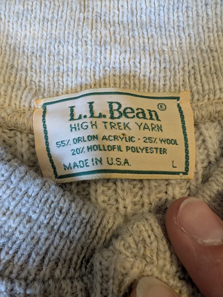 Vintage LL Bean Sweater Mens Large Button Henley Pullover High Trek Yarn USA 90s - Image 4 of 4