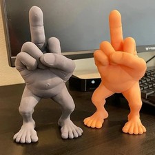 Grey 3D Printed Middle Finger Figure with Legs Desk Ornament 7.5 3.5 3cm