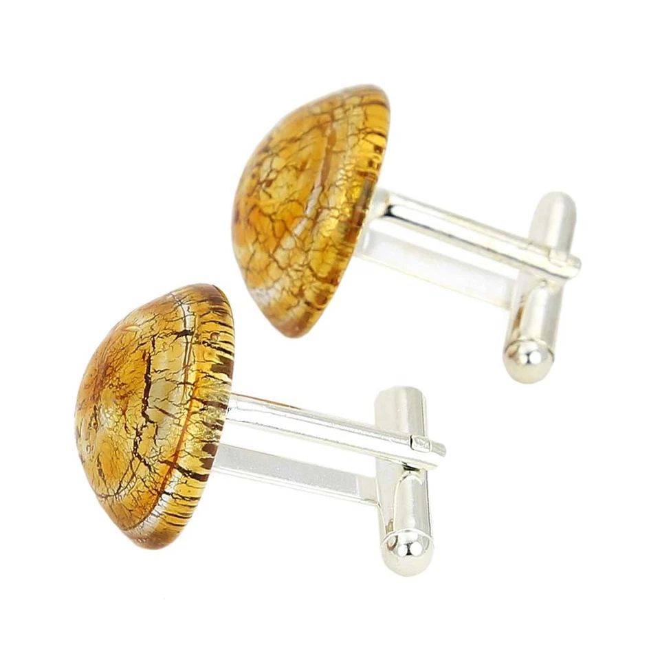 GlassOfVenice Murano Glass Lights Cufflinks - Silver Topaz - Image 2 of 3