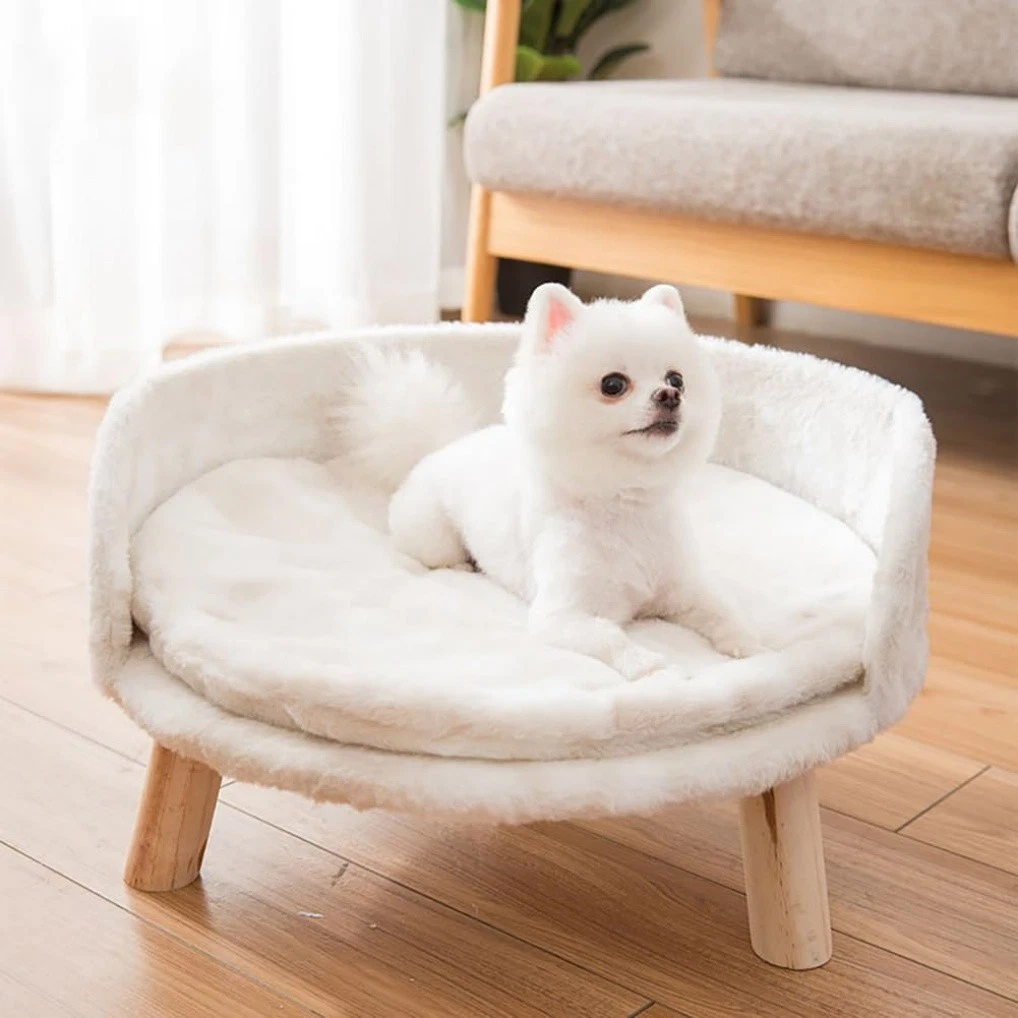 Cat Couch Bed Pet Sofa Kitty Puppy Wooden Indoor Elevated Beds White 16/20/24in
