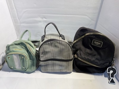 GUESS & Steve Madden Lot of 3 Mini Backpacks/Purses Black Green Gray Plaid