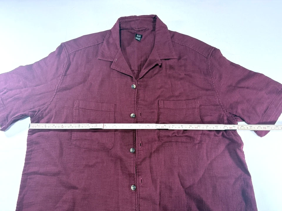 BOG Urban Outfitters Men Button Up Shirt Solid Collared Red Short Sleeve XL - Image 4 of 4