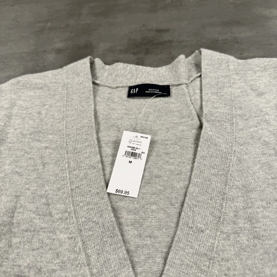 GAP Cárdigan Suéter Para Hombres Gris Medio Clásico Abotonado CashSoft Mezcla de Algodón Foto 4 de 4