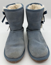 Koolaburra by Ugg Girls Victoria Short Suede Boots Size 3 Blue Bows Sherpa