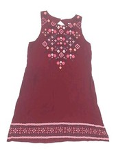 NEW! Womens XHILARATION DRESS Sz M Burgundy Floral Boho Lined Shift Keyhole Back