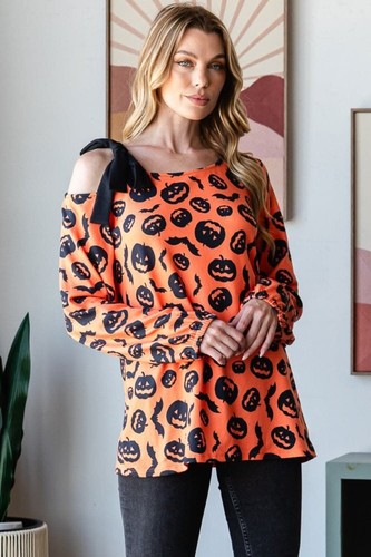 Camiseta de un hombro con estampado de calabaza - Imagen 5 de 8
