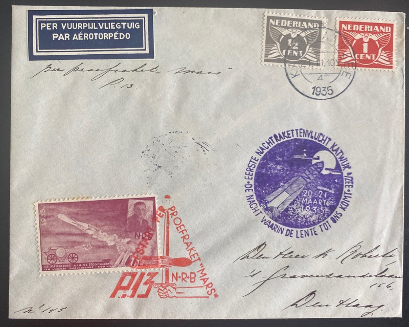 1935 Karwijk Netherlands First Rocket Flight Mail Cover To The Hague