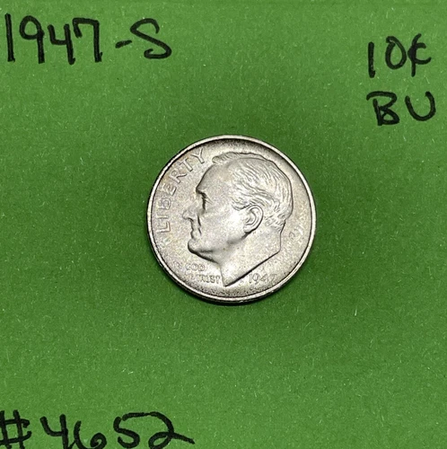 1947 S Roosevelt Dime 10c 90% Silver BU US Coin
