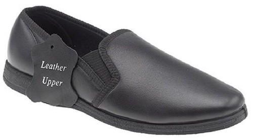 SLEEPERS HADLEY MENS SOFT LEATHER PADDED SLIP ON TWIN GUSSETS SLIPPER GOOD SOLE - Picture 3 of 3