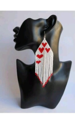 Tribal Earrings Native Large Boho American Seed Beads Handmade Earring