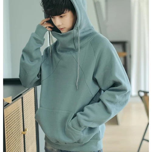 Men's Loose Casual Street Hoodie Long Sleeve Turtleneck Pullover Sweatshirt Tops - Foto 12 di 39