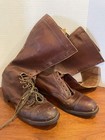 Vintage Brown Leather Lace Up Boots From Burk & Co Of Nashville TN Mid-1900s, 7D