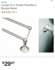 Moen DN7722BN Lounge 24-Inch Bathroom Double Towel Bar, Brushed Nickel