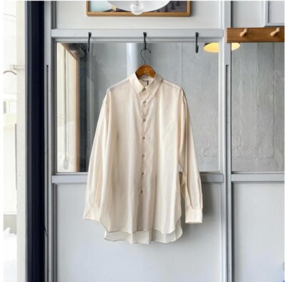 トップス AURALEE HARD TWIST FINX ORGANDY SHIRT 4 Hard Twist Finx Organdy Stripe Shirt — Light Blue Stripe