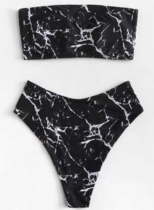 marble high waisted bikini