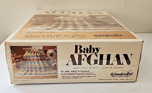 Baby Afghan WonderArt #2800 Crochet Complete Kit Pastel Striped - Picture 5 of 6