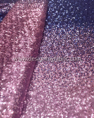 Purple and blue ombre sequined lace fabric #20697