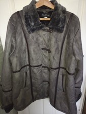 Ladies Gabriella Vicenza Grey Faux Suede/faux Fur Coat Bust 52" Length 31" Uk 24