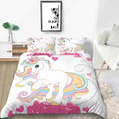 Horse Riding Auspicious Clouds 3D Quilt Duvet Doona Cover Set Pillow case Print