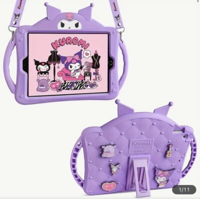 Kuromi iPad Case Purple Shoulder Strap iPad 7 8 Or 9 Sanrio Miniso