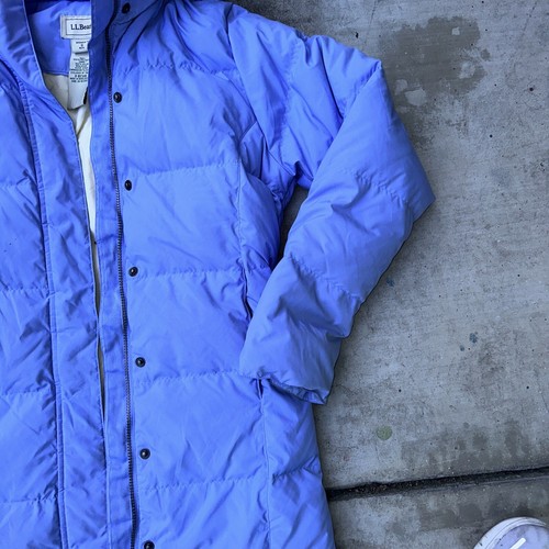 Vintage LL Bean Down Puffer Coat Women Small REG Lavender Full Zip 3/4 Length - Picture 7 of 10