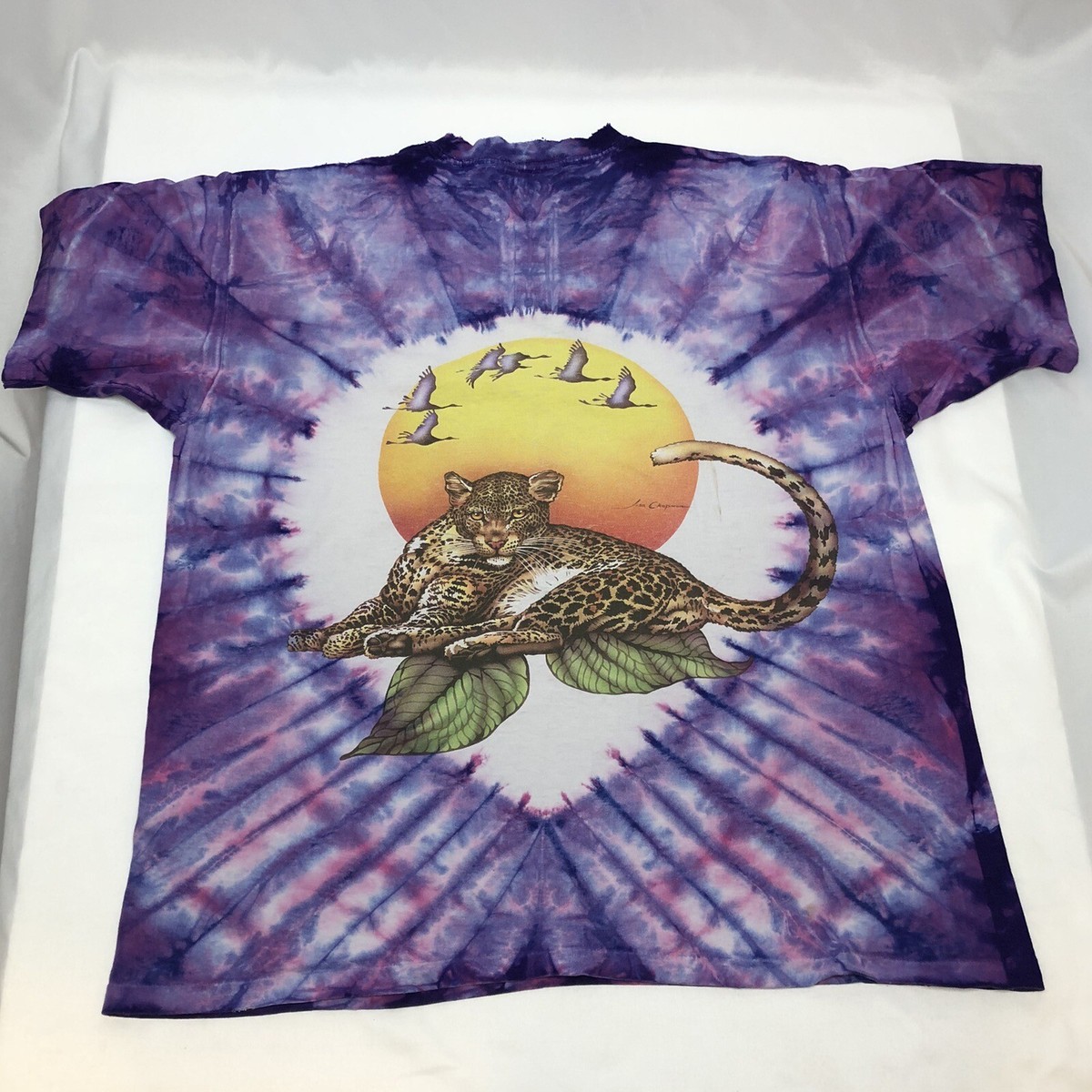 Lisa Chapman Graphics Rainforest Leopard Shirt XL Purple Tie